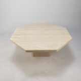 Italian travertine octagon coffee table, 1980