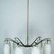 Rare Arredoluce Monza, 9-Light Brass and Opaline Glass Chandelier, Italy 19