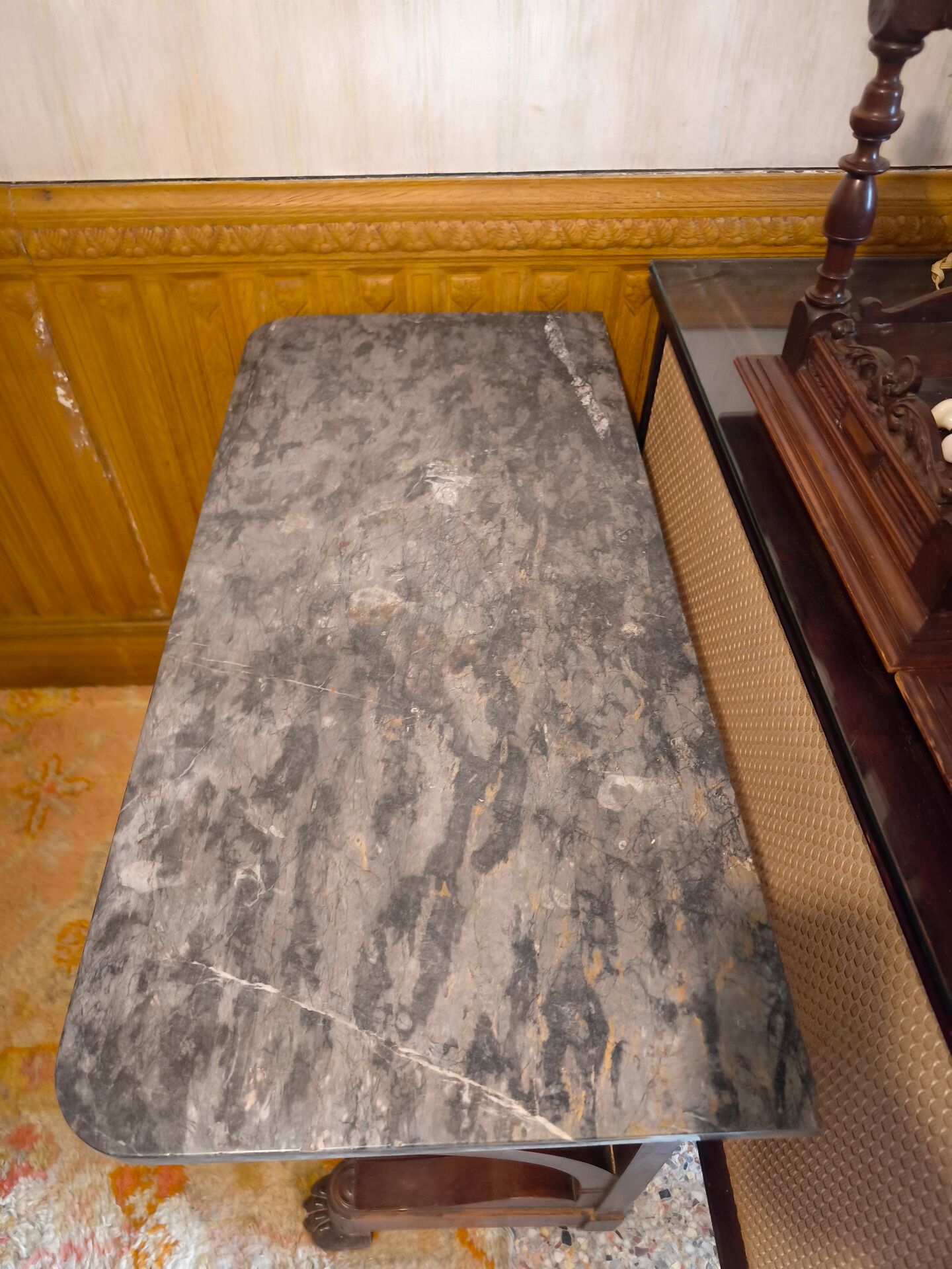Beautiful Louis Philippe wood and marble console.