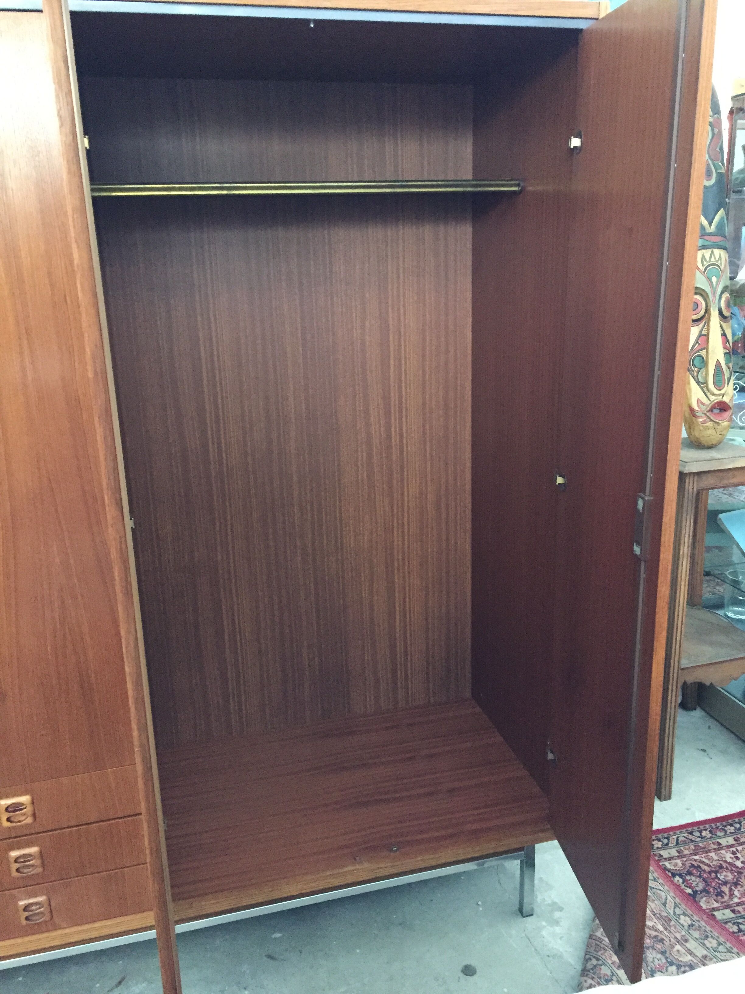 1960 plating chrome legs teak Cabinet
