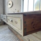 XXL walnut trade counter with multiple drawers