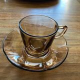 Lot de tasses à café en verre fumé « fleurs »