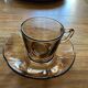 Lot of smoked glass coffee cups "flowers"