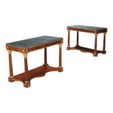 Paire de consoles Empire anciennes en sapin et bois de cerisier, Italie, XIXe siècle