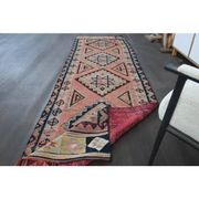 Tapis couloir en laine et coton fait main Oushak turc des années 1970, 84x308.