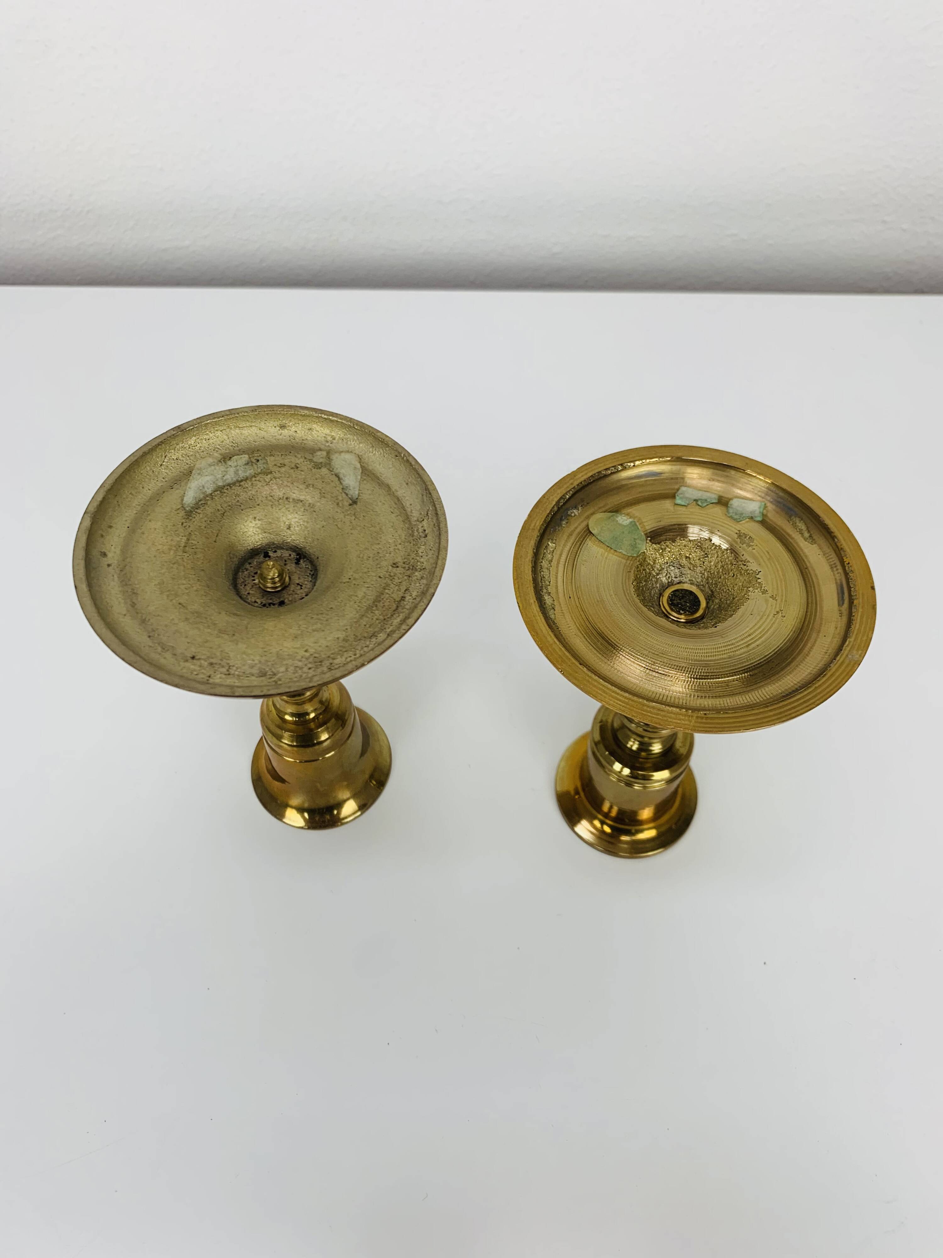 Pair of vintage gilded brass candlesticks