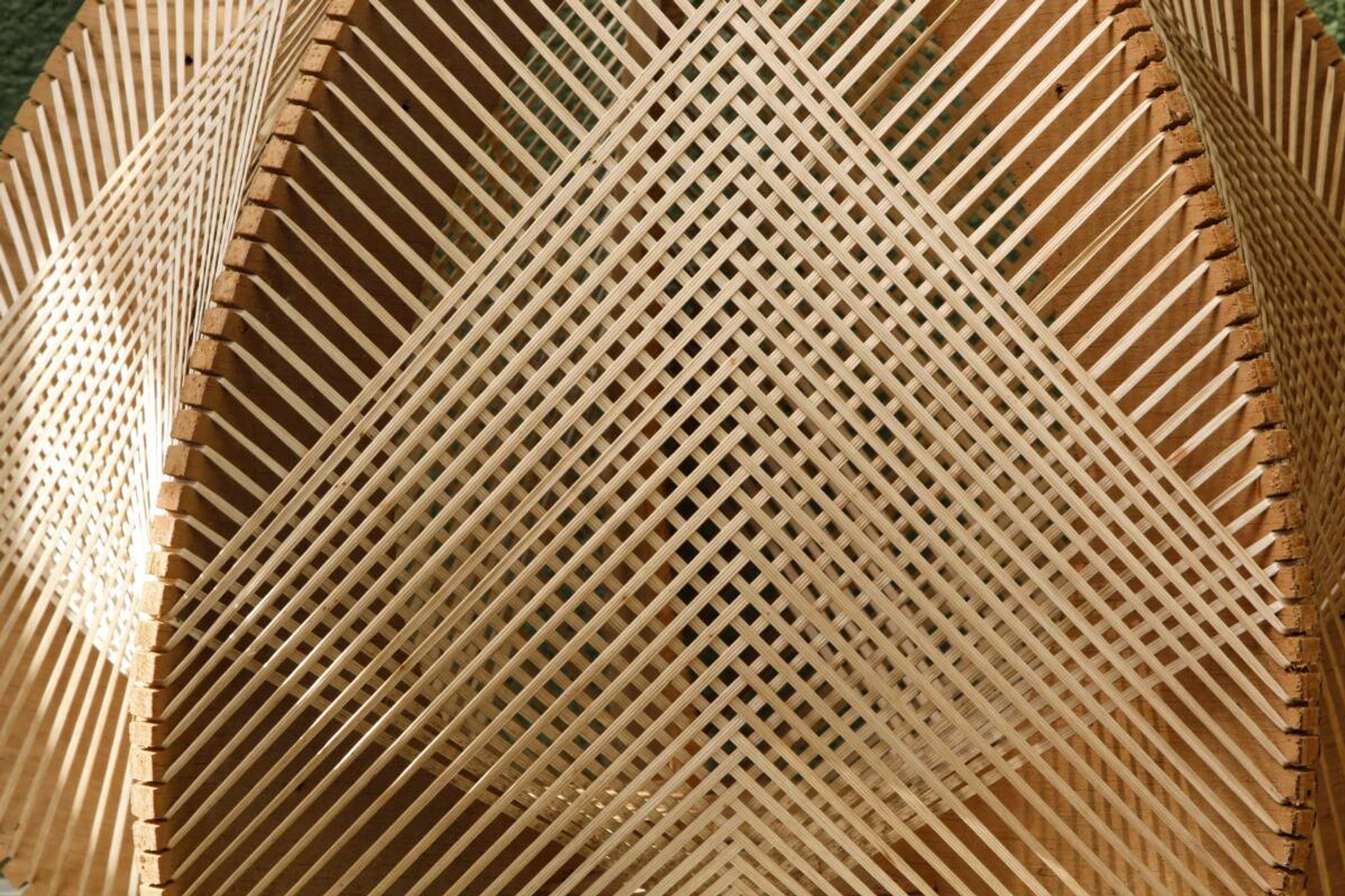 Scandinavian modernist wooden suspension with taut wires, 1960s.