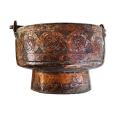 Cache pot cuivre rouge sur piedouche
