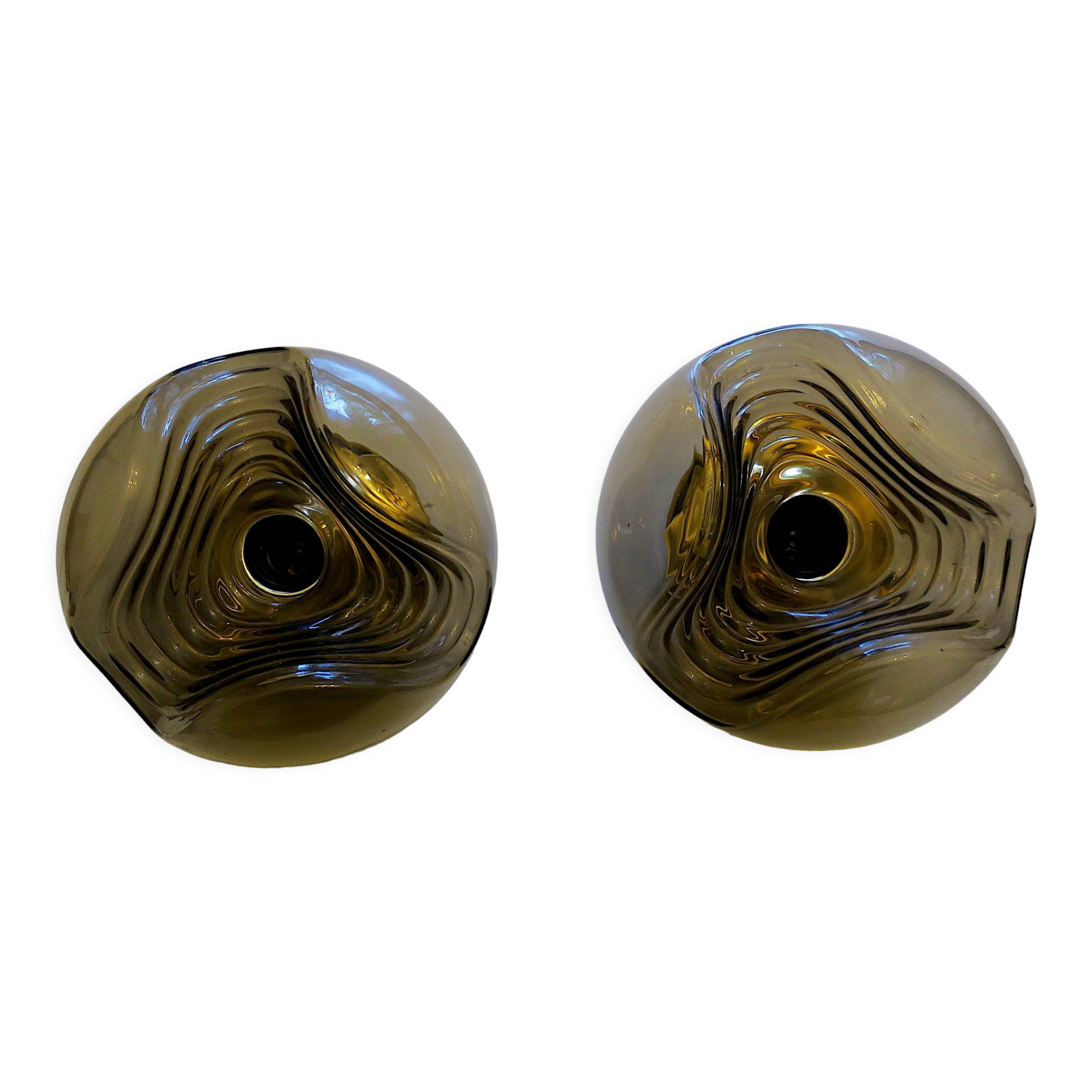 Pair of large wave lights by Koch & Lowy for Peill Putzler 1970s