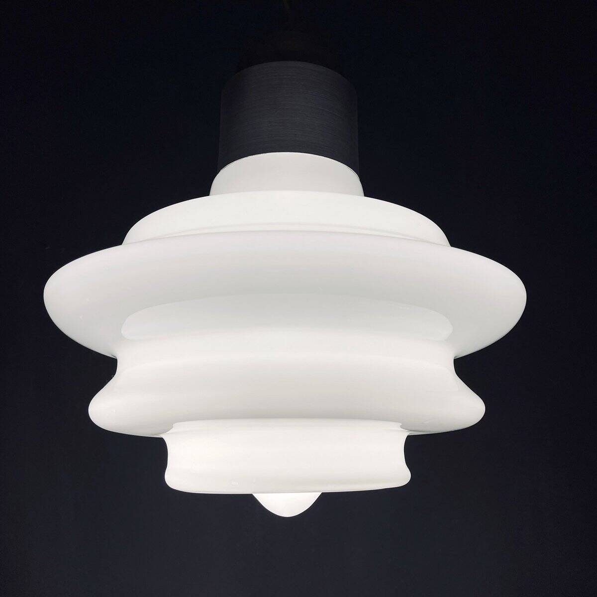 Large opaline glass pendant lamp, mid-century, Italy, 1960s.