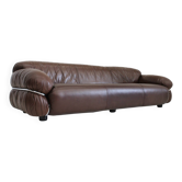 Canapé en cuir marron Sesann de Gianfranco Frattini Cassina, années 1970