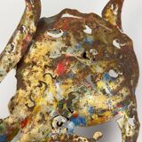 Brutalist metal octopus wall lamp by Salvino Marsura, Italy, 1980s.