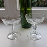 Lot de 6 coupes à champagne en cristal gravées années 60