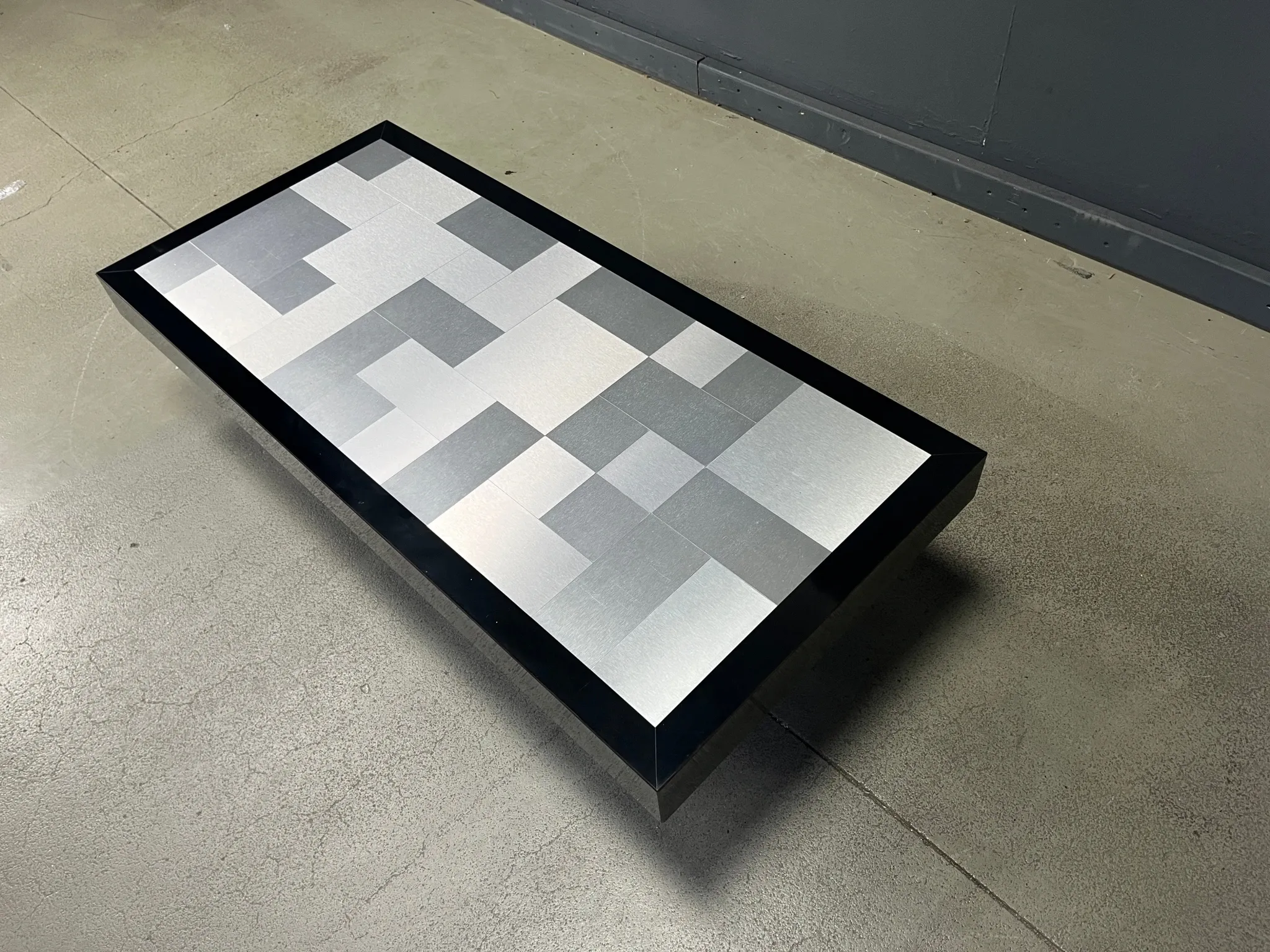 Vintage lacquer and aluminum coffee table, 1970s