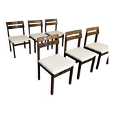 Set of 6 rosewood chairs with geometric design, Italian 1960s.