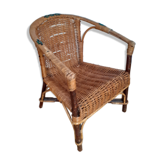 Small old wooden and wicker chair