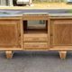 Renovated art deco sideboard in raw solid oak and gray marble 200cm