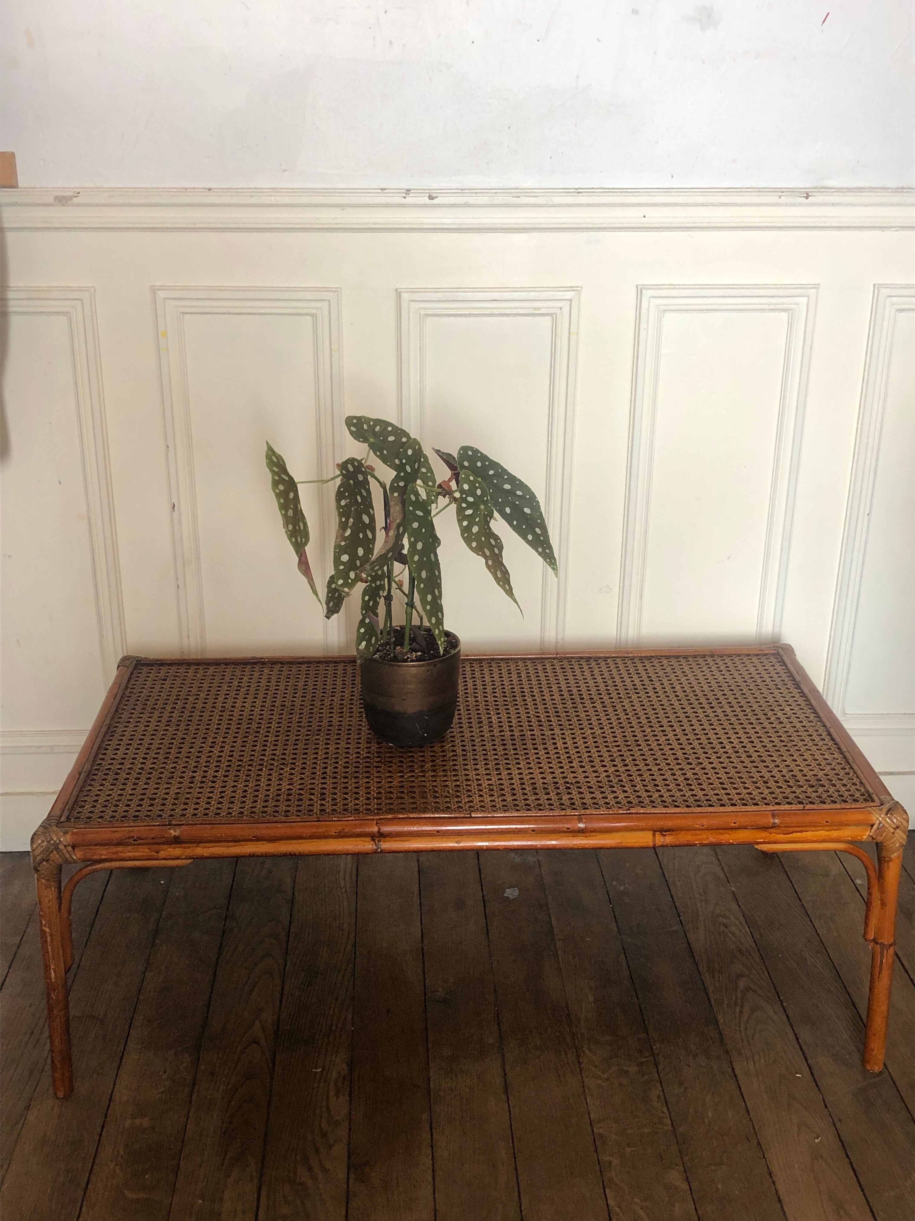 Table low rectangular rattan and caning