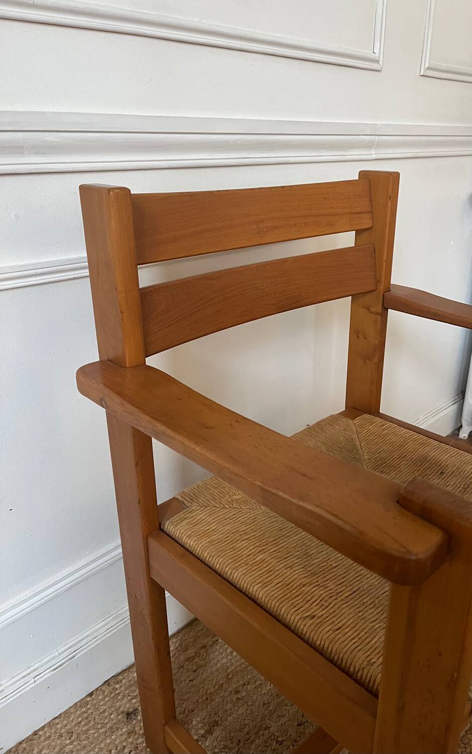 Armchair in elm and straw Maison Regain