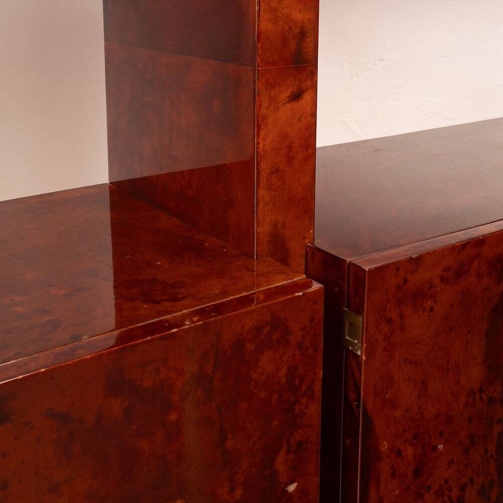 Parchment bookcase by Aldo Tura for Tura Milano 1960