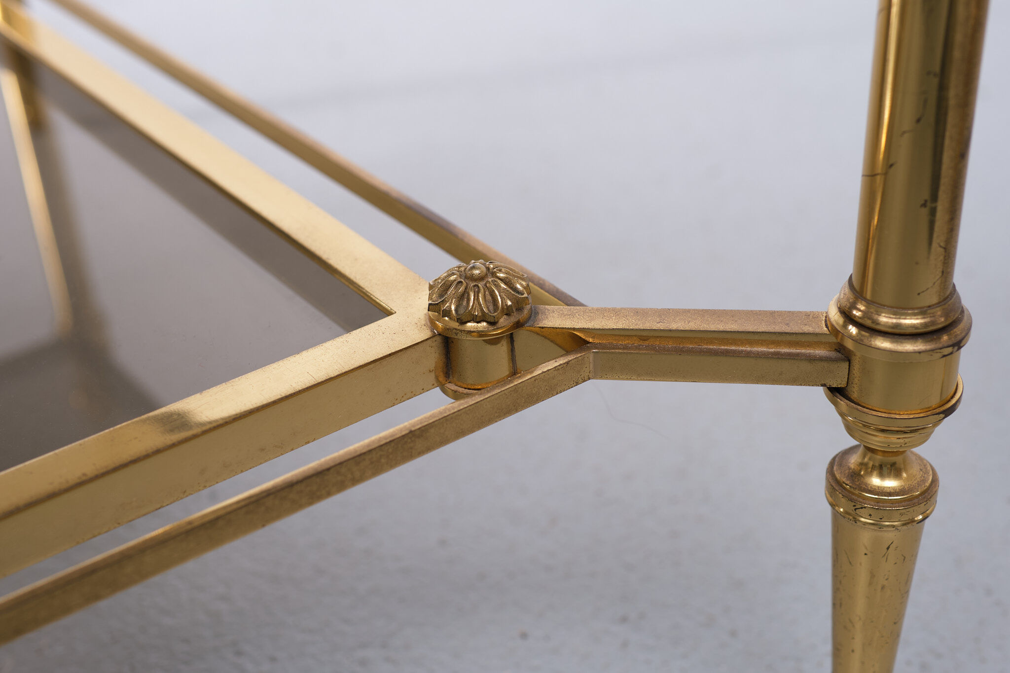 Superb brass bronze sofa tables, 1950s, france