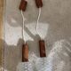 Pair of suspension in teak and vintage Scandinavian glass
