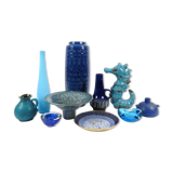 Set of 10 glass and ceramic vintage objects