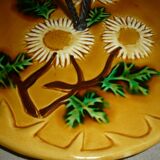 Plateau à fromages jaune décor fleurs style Vallauris