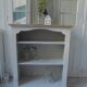 Pearl gray patinated library, 2 shelves, wooden tray.