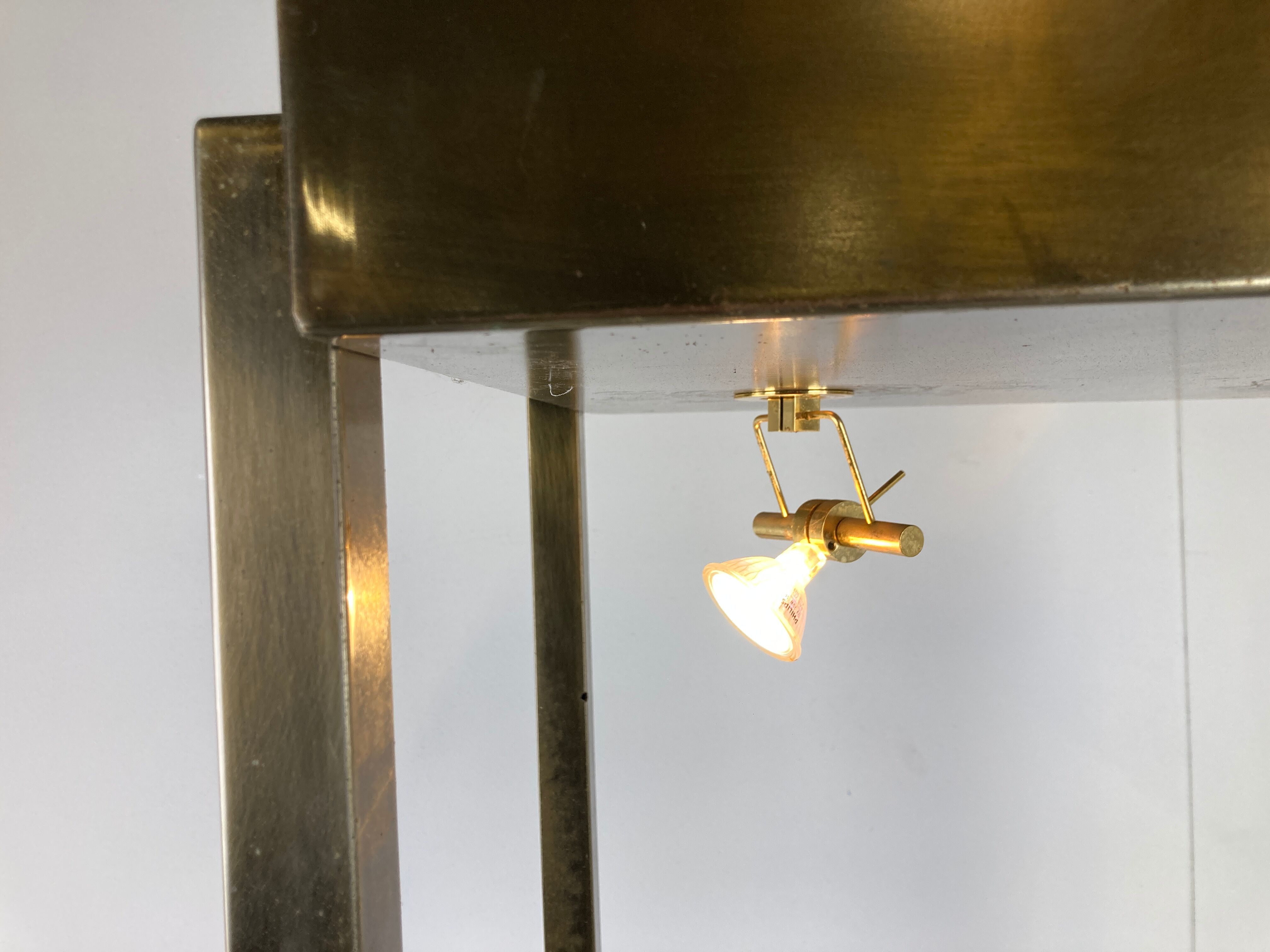 Brass illuminated wall unit by Belgochrom, 1970s