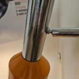 Vintage 1970s floor lamp with 3 spots, chrome and orange.