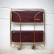 Vintage service, rolling bar, table, wheeled service, golden metal service, folding service