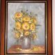 Still Life Bouquet of Yellow Flowers Oil on Canvas Signed