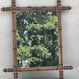 Ancien miroir cadre en bois de Merisier style bambou Cherrywood Mirror Bamboo