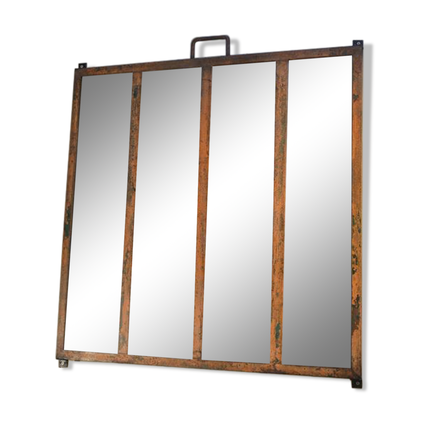 Metal industrial window mirror 102x108cm