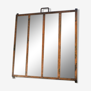 Metal industrial window mirror 102x108cm