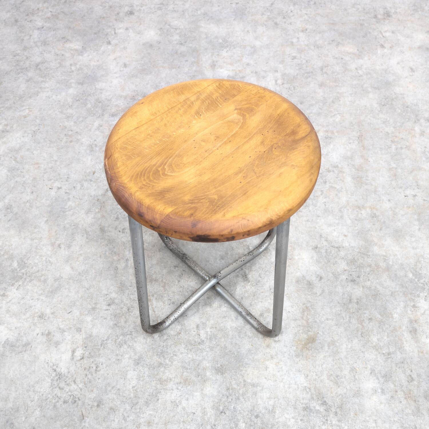 Tubular steel hocker by Karel Ort for Gottwald, 1930s