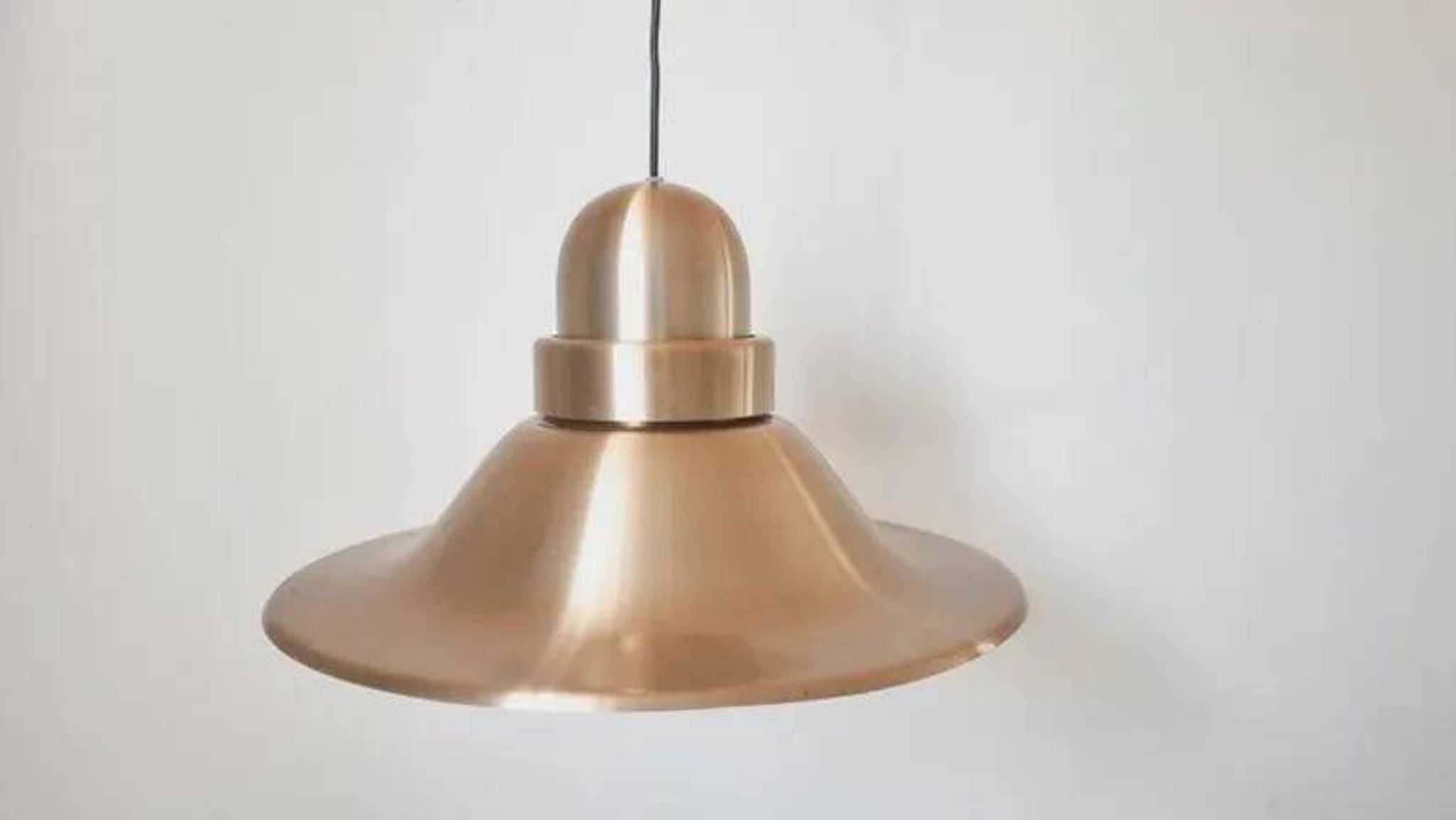 Grand pendentif en cuivre mid-century, Danemark, années 1970