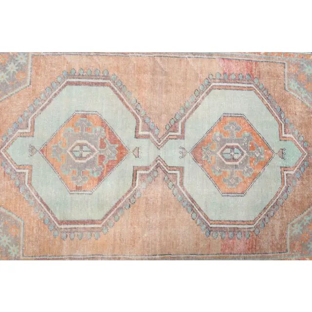 1970s Turkish Oushak Handmade Wool Cotton Orange Area Rug 127x256