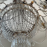 Large Montgolfière chandelier with crystal drops