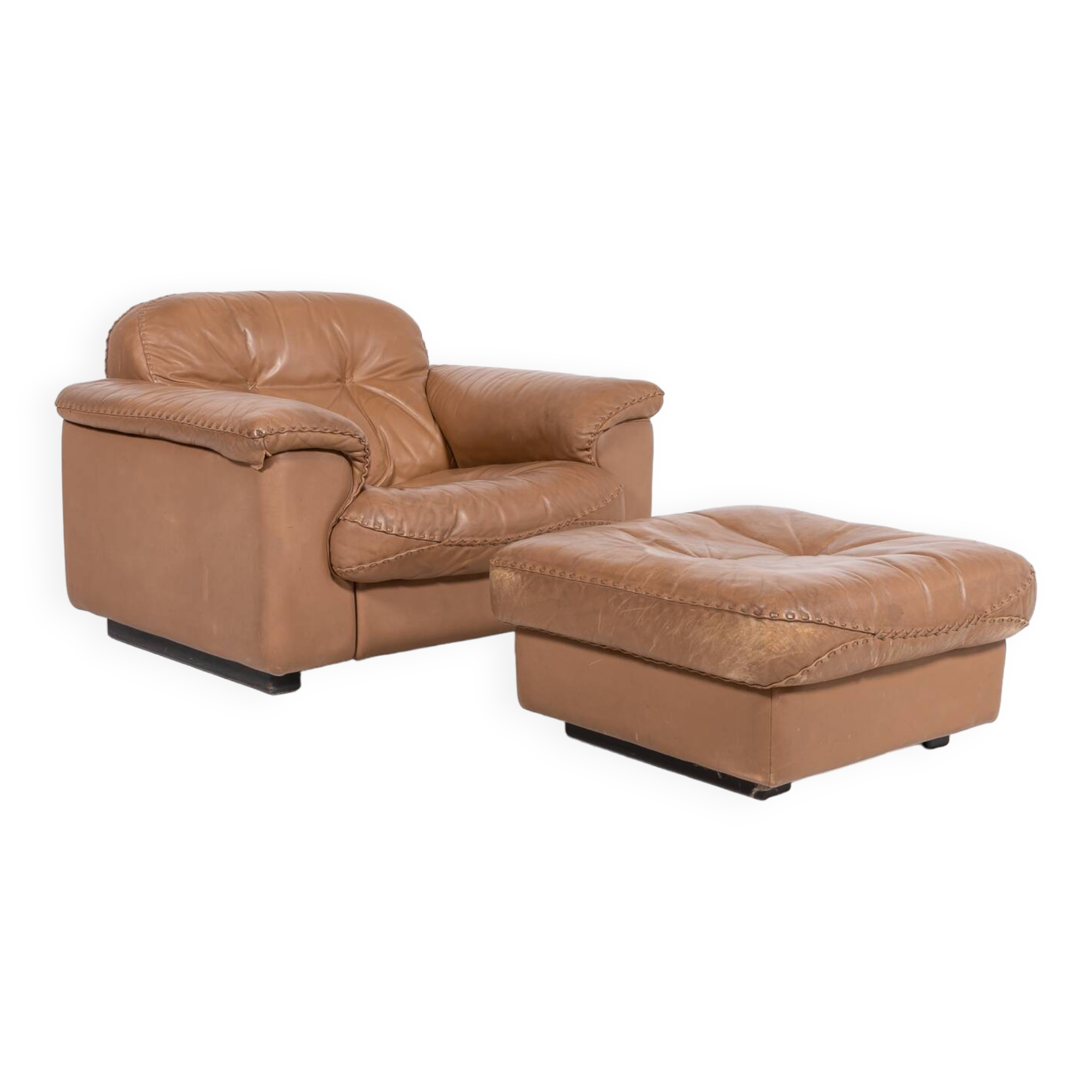 De Sede DS 101 brown leather lounge chairs, 1970's