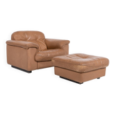 De Sede DS 101 brown leather lounge chairs, 1970's