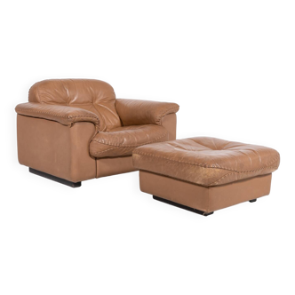 De Sede DS 101 brown leather lounge chairs, 1970’s