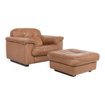 De Sede DS 101 brown leather lounge chairs, 1970's