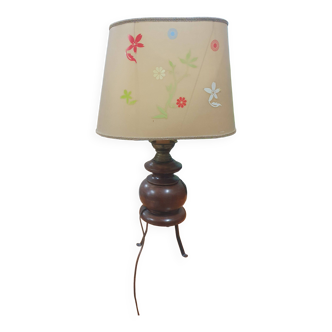 Wooden bedside lamp / red flower lamp