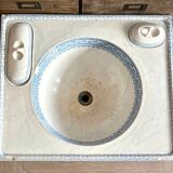 Vintage Blue Decorated Porcelain Washbasin