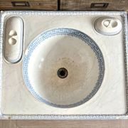 Vintage Blue Decorated Porcelain Washbasin