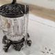 Trio of salters and mustard makers made of Bavarian crystal and bronze