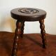 Tabouret tripode, porte-plante en bois
