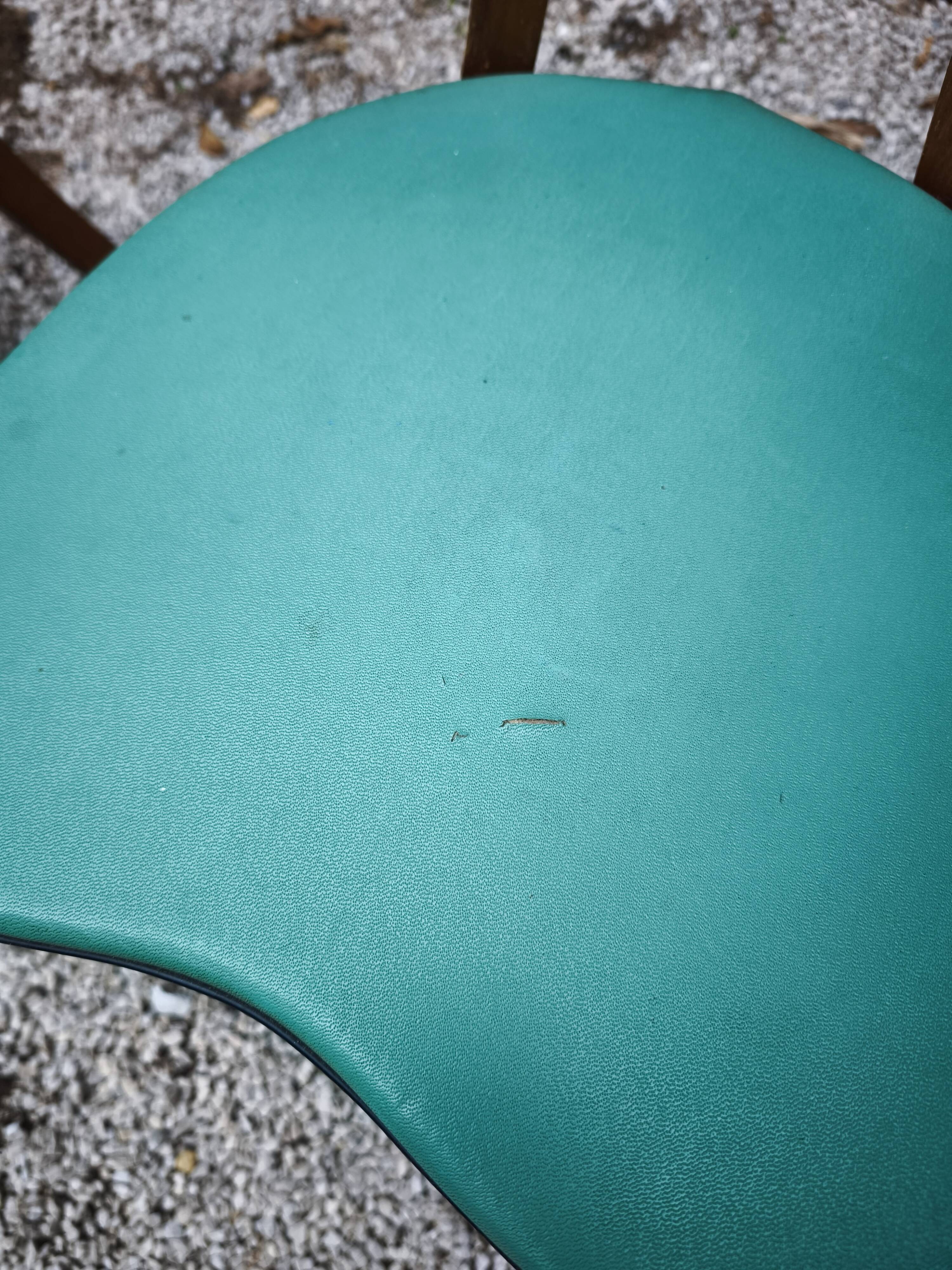 Set of 2 wooden/green chairs